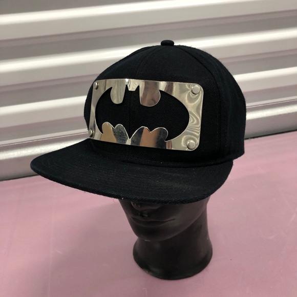 Batman Other - Batman Black Stainless Steel Emblem SnapBack Hat